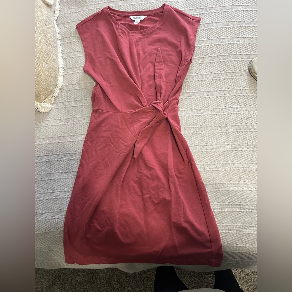 Nine West Terracotta Tie-Front Midi Dress